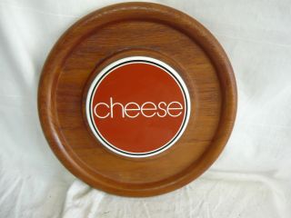 Vintage Teak Wood Cheese Tray Mid Century Danish Modern Board Retro Atomic photo