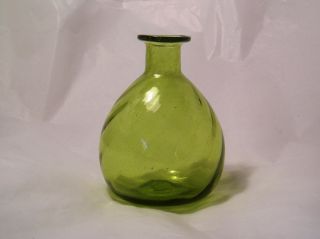Vintage Mid Century Blanko Blown Glass Ribbed Bottle Vase A30 photo