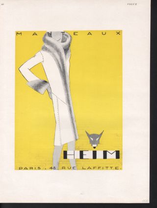 1928 Manteaux Heim Woman Clothing Fashion Deco Paris Ad photo