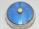 Vintage Art Deco Silver Fine Blue Guilloche Enamel Compact Powder Bowl & Mirror Art Deco photo 2
