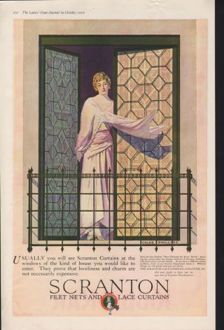 1919 Scranton Lace Curtains Home Decor Coles Phillips Art Deco Artwork Ad photo