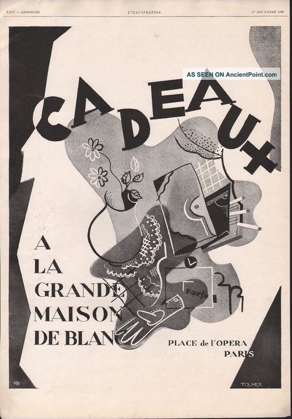 1928 Cadeaux Art Deco Tolmer Paris Cigarette Purse Rbk Art Deco photo