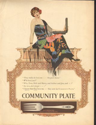 1925 Oneida Silver Ware Coles Phillips Artist Art Home Deco Bird Of Paradise Ad photo