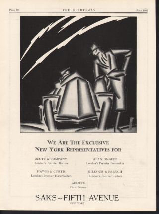 1927 Saks Fifth Avenue Alan Mcafee Darcy Fashion Car Ad photo