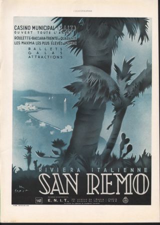 1937 San Remo Paris Casino Riviera Itallenne Art Deco photo
