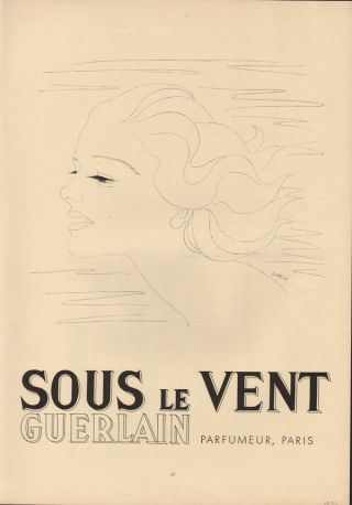 1936 Sous Le Vent Guerlain Darcy Art Deco Perfume Paris Woman Beauty Fragrance photo