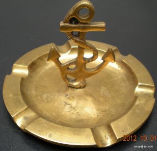 Art Deco Nautical Ship ' S Anchor Heavy Brass Metal Tray Ashtray Boat Marine photo