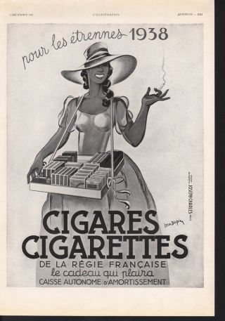 1937 Cigares Cigarette Woman Vender Leoa Dupin Deco Ad photo