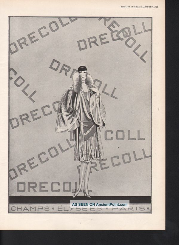 1927 Drecoll Woman Flapper Paris Fashion Clothes Deco Art Deco photo
