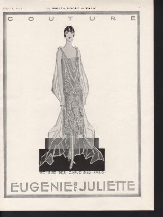 1926 Gcouture Eugenie Juliette Paris Gown Dress Jewelry photo