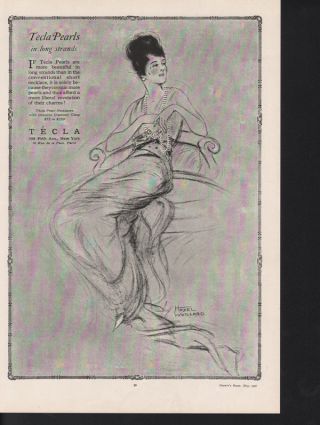 1918 Tecla Pearl Jewelry Woman Fashion New York Beauty Style Woillard Paris Ad photo
