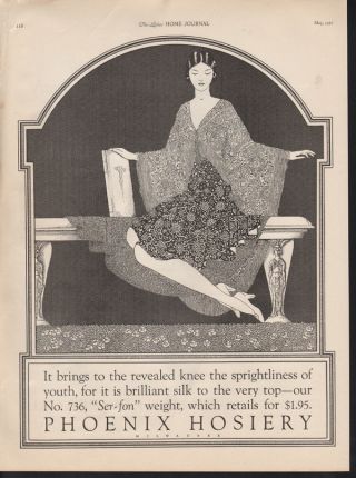 1927 Pheonix Hosiery Denton Flapper Nouveau Garment Ad photo