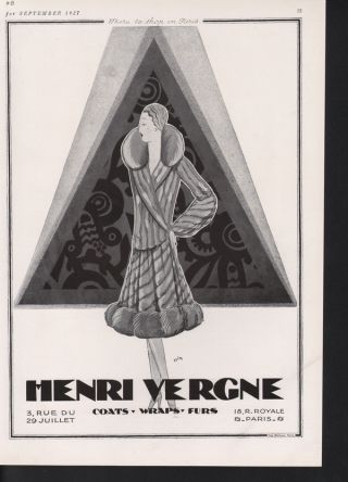 1927 Henri Vergne Coat Fir Esim Fashion Deco Paris Wrap photo