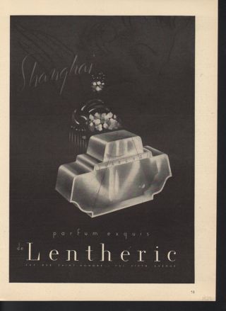 1939 Shanghai De Lentheric Perfume Flower Paris Basket Bottle Fragrance Beauty photo