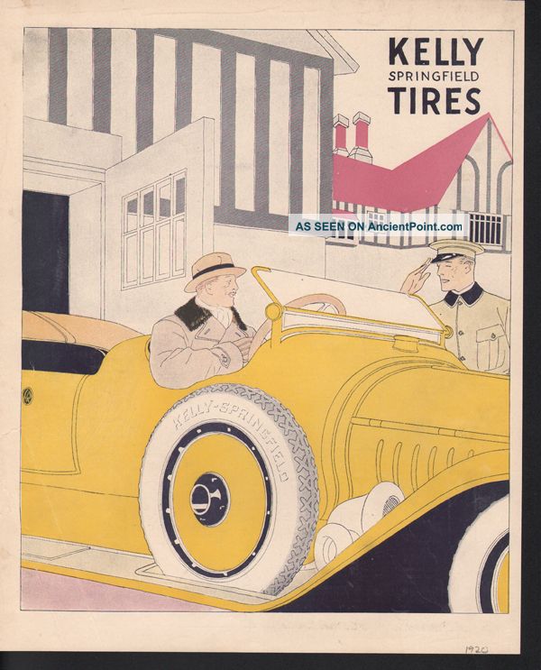 1929 Kelly Springfield Tires Whippet Hunting Dogs Art Deco photo