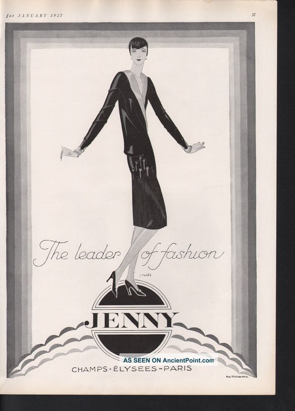 1927 Jenny Skirt Coat Dress Fashion Paris Pages Champs Art Deco photo