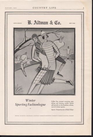 1927 Altman Winter Sport Fashion Ice Skate Pond Snow Ad photo