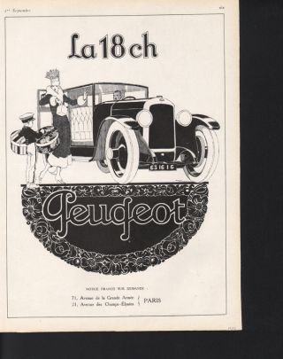1925 Geugeot La 18ch Franco Sur Demande Party Car Auto Grande Armee Engine Paris photo