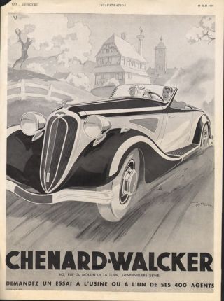 1936 Chenard Walcker Demandez Un Essai L ' Usine Moulin De La Tour Car Auto Geotam photo