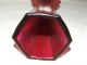 Antique Art Deco Frosted Cranberry Hexagon Footed Modernistic 9 