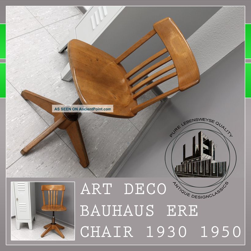 Art Deco Architect Chair Loft Stuhl Chaise Bauhaus Ère À Mid Century Modern Art Deco photo