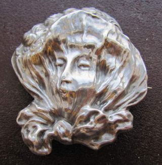 Victorian / Art Nouveau / English Sterling Silver / Gibson Girl Brooch / Signed photo