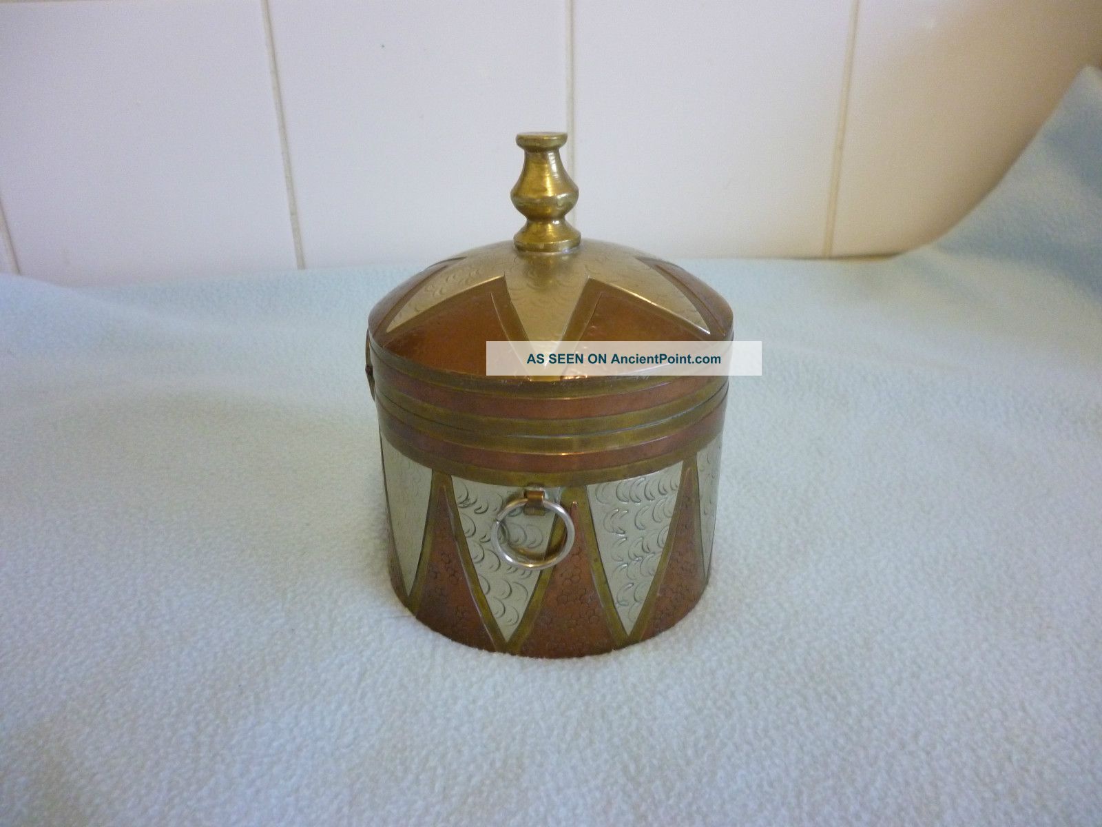 Arts And Crafts Copper Brass & Silver Hand Made Caddy / Lidded Box Arts & Crafts Movement photo