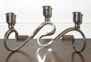 Mid - Century Danish Modern Silverplate Fisher K208 Candlestick Eames Era Mod N/r photo