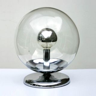 Big Chrome Bubble Glass Space Age Sputnik Table Lamp 70s Mid Century Eames Era photo