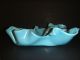 Vintage Mid Century Modern Turquoise Leaf Candy Dish Tray Coffeetable Ashtray Mid-Century Modernism photo 4