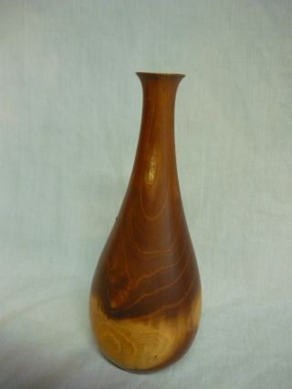 Vintage Mid Century Cherrywood Candle Holder Vase Wood photo