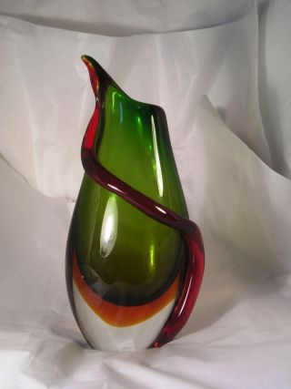 Vintage Mid Century Murano Art Glass Sommerso Vase A27 photo