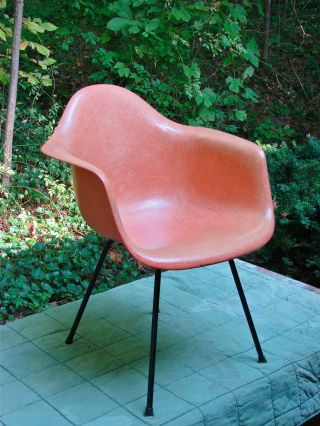 Eames Miller Early Zenith Arm Shell Dax Chair,  Salmon Orange,  Mid - Century Orig. photo