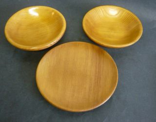 Vintage Spruce Wood Bowls Tray Plate Danish Modern photo
