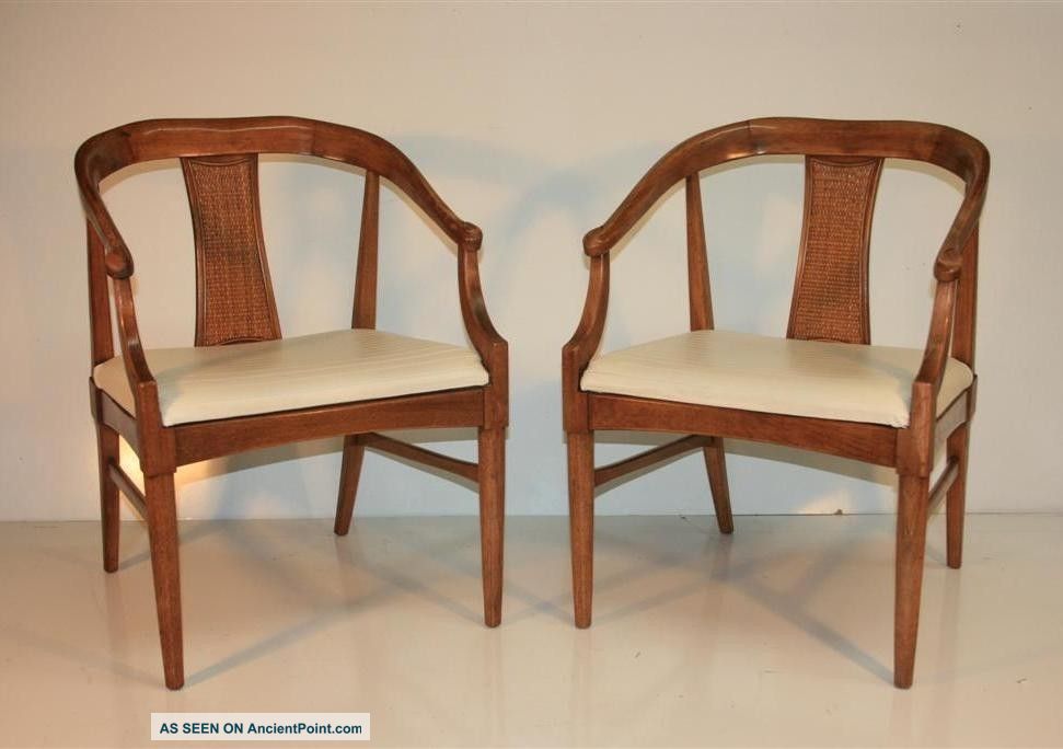 Pair Mid Century Modern Asian Chinoiserie James Mont Style Chairs By Thomasville Post-1950 photo