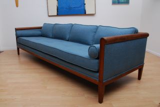 Mid Century Modern Long Sofa Vintage New Upholstery Eames Wormley Neslon Era photo