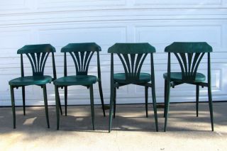 Mid Century Tapered Metal Legs Molded Plastic Italian Garden Chairs Italy 4 photo