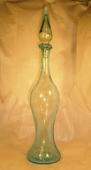 Vintage Mid Century Empoli Italian Glass Decanter 02 C30 photo