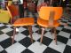 Vintage Pair Of Mid Century Modern Thonet Chairs W/ Bright Orange Upholstery Post-1950 photo 2