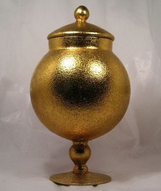 Vintage Gold West Virginia Glass Apothecary Jar C32 photo