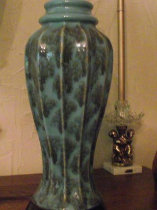 Antique - Modern - Eames Era - Tall Glossy Ceramic Table Lamp photo
