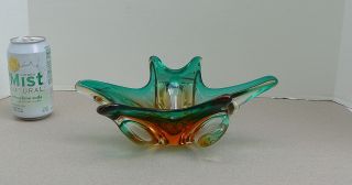 Vtg Mid Century Modern Murano Chalet Sculptural Art Glass Bowl Dish Sculpture photo