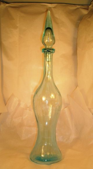 Vintage Mid Century Empoli Italian Glass Decanter C30 photo