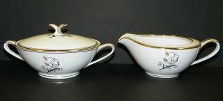 Vintage Porcelain Creamer Sugar Bowl (noritake) Diana 1950s Mid Century Modern photo
