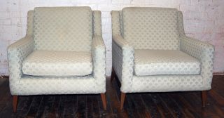 Pair Of Upholstered Lounge Arm Chair Mid Century Vintage Knoll Eames photo