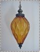 Mid Century Hollywood Regency Amber Crackle Glass Eames Era Hanging Swag Lamp Mid-Century Modernism photo 1