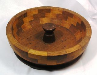 Vintage Mid Century Turned Wood Nut Bowl C35 photo