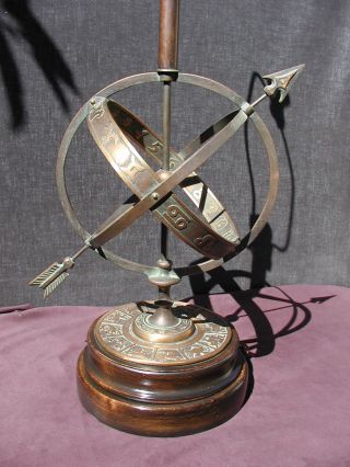 Vintage Frederick Cooper Bronze Astrological Zodiac Armillary Lamp photo