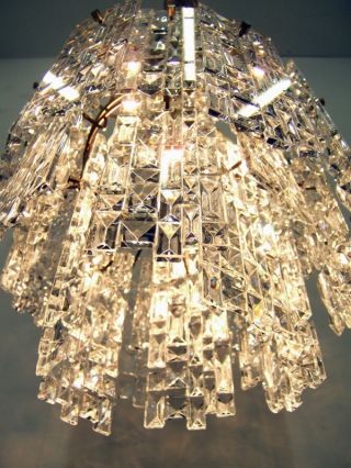 Rare Faceted Crystal Chandelier Pedant Lamp Kinkeldey 60s 70s photo