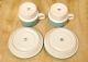 Mid - Century Modern Deco Pair Of Thomas - Germany Cups & Saucers Teal & White Mid-Century Modernism photo 2